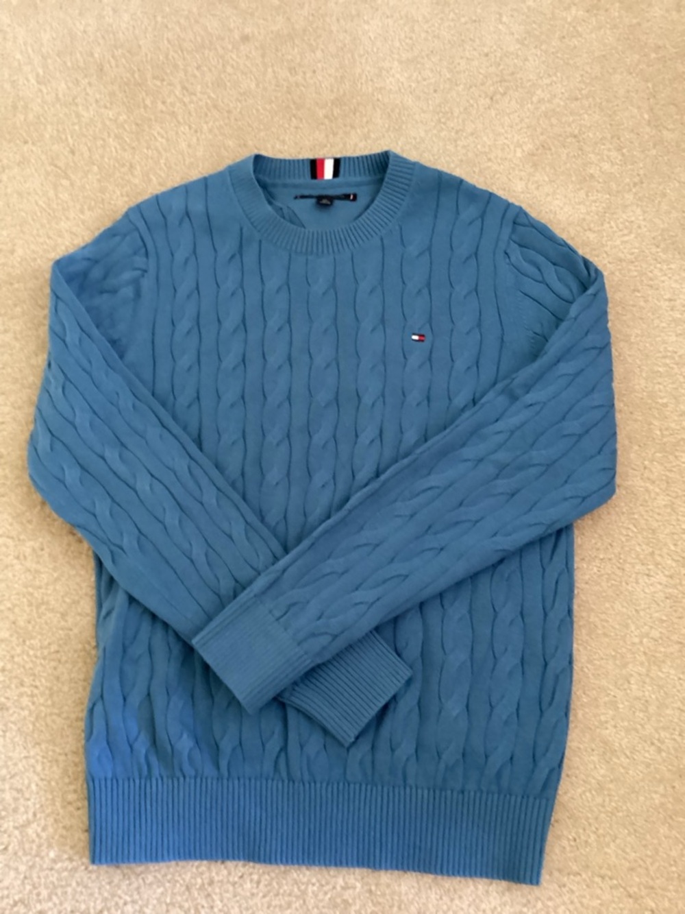 Tommy Hilfiger Teal Cable Knit Crewneck Sweater. Worn only once